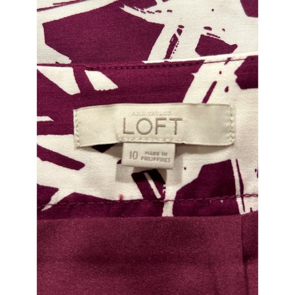 Ann‎ Taylor Loft Pencil Skirt Purple and White Floral Pattern Size 10 - Picture 3 of 6